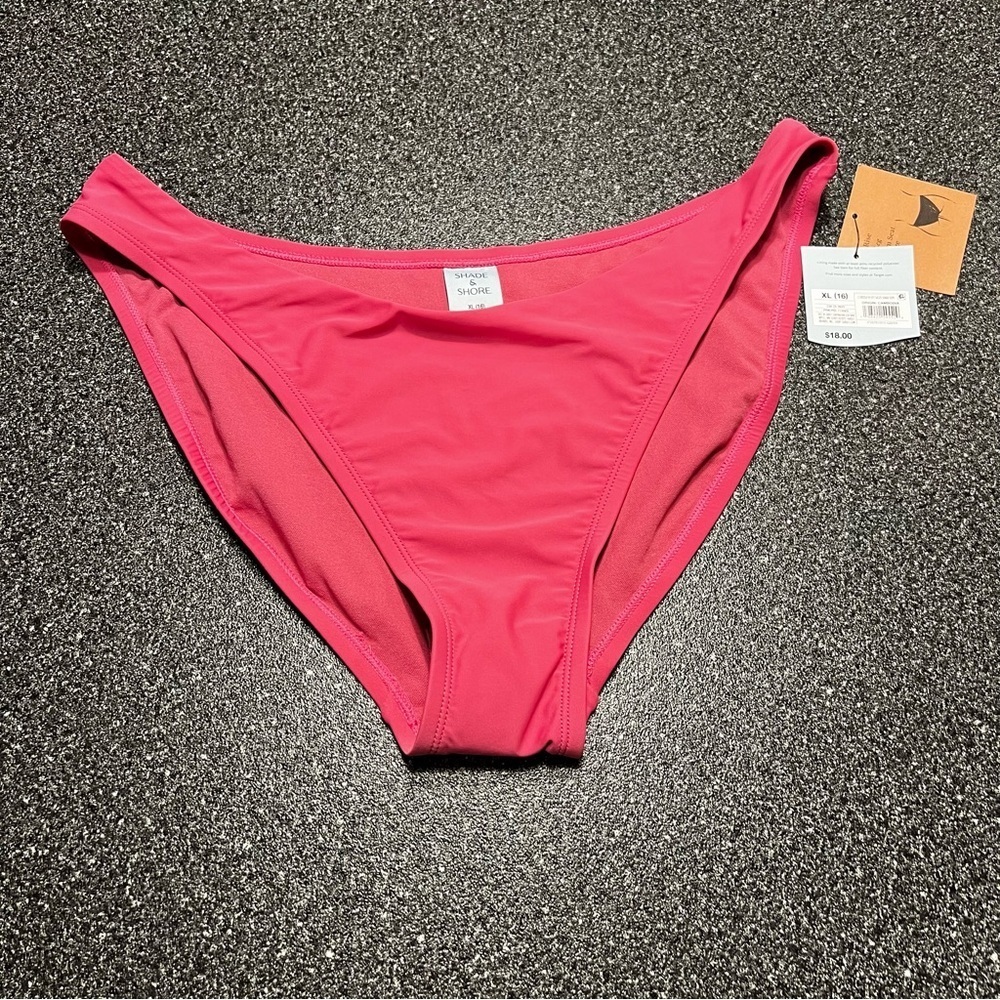 ❤️3/$15 NWT Shade & Shore Low Rise Pink Bikini Bottom XL (16) - Picture 2 of 6